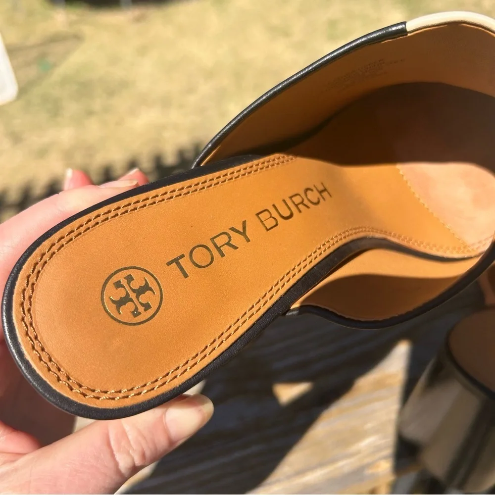 TORY BURCH Equestrian Link Heeled Mule size 10